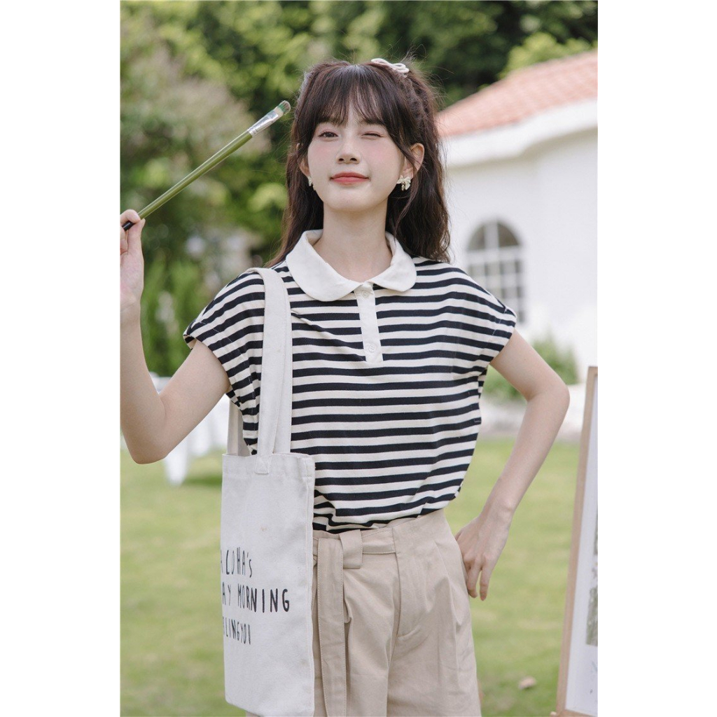 Áo thun nữ cổ sen JULY, Áo thun polo nữ chất cotton 100%