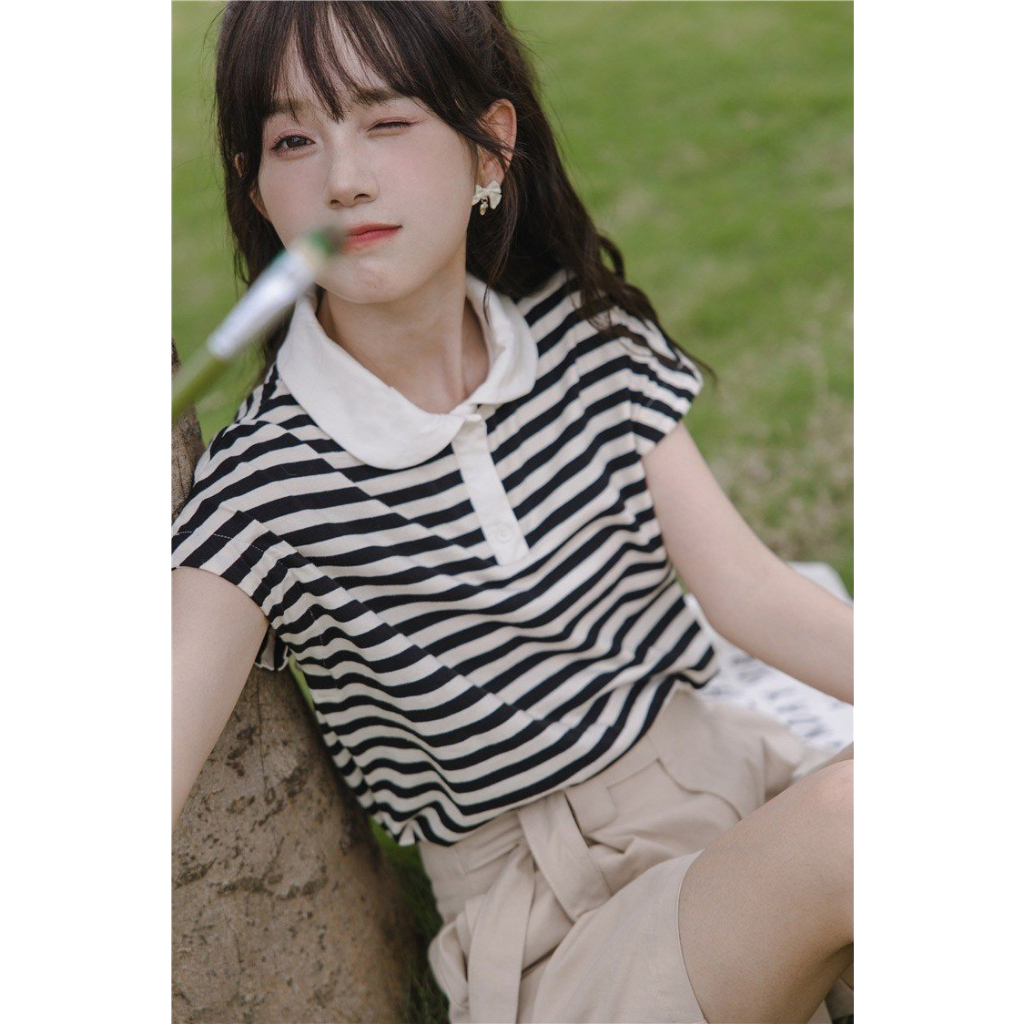 Áo thun nữ cổ sen JULY, Áo thun polo nữ chất cotton 100%