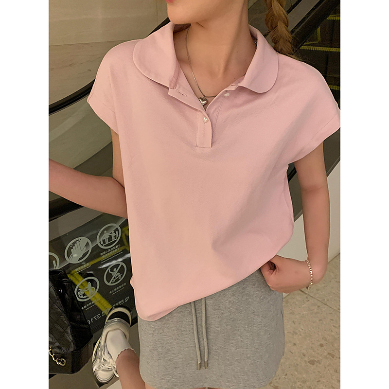 Áo thun nữ cổ sen JULY, Áo thun polo nữ chất cotton 100%