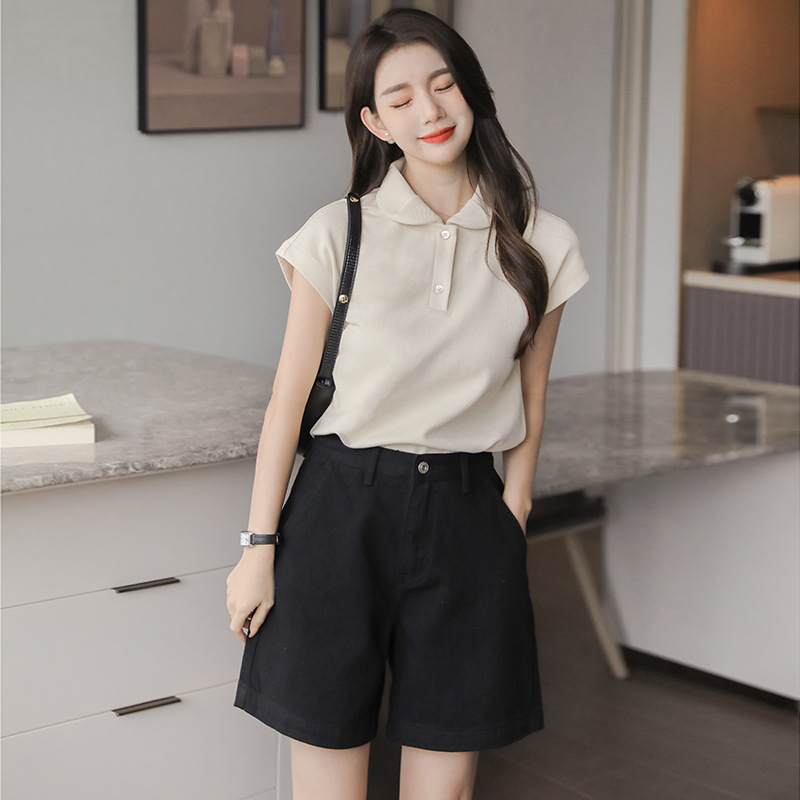 Áo thun nữ cổ sen JULY, Áo thun polo nữ chất cotton 100%
