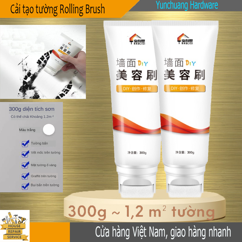 Sơn tường nhỏ màu trắng kèm con lăn. Bộ sơn tường tiện dụng che phủ vết ...