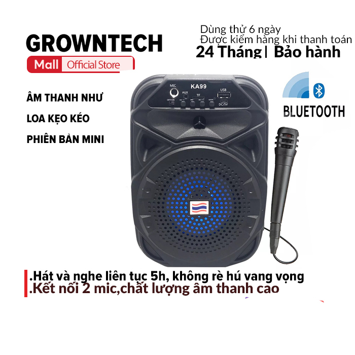 Loa không dây Bluetooth 5.0 Karaoke Công Suất Lớn kèm micro KA99 bảo hành chính hãng 24 tháng