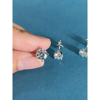 Loại tốt Bông tai kim cương (xoàn) Moissanite( 1 chiếc ) kèm kiểm định GRA bạc ý xi bạch kim