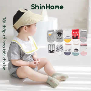 Combo 3 đôi tất chống trượt thấp cổ hình thú cho bé 0-3 tuổi hoạt hình ShinHome