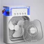 Quạt Điều Hòa Phun Sương Hơi Nước Mini Để Bàn 3 Chế Độ Tích Hợp Led, Quạt 5 Lỗ