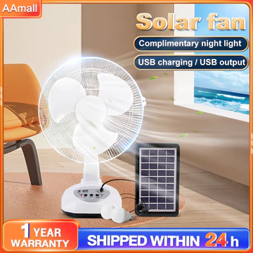 Quạt tích điện sạc năng lượng mặt trời sạc điện quạt để bàn để sàn tích hợp cổng sạc điện thoại mất điện không lo nóng B