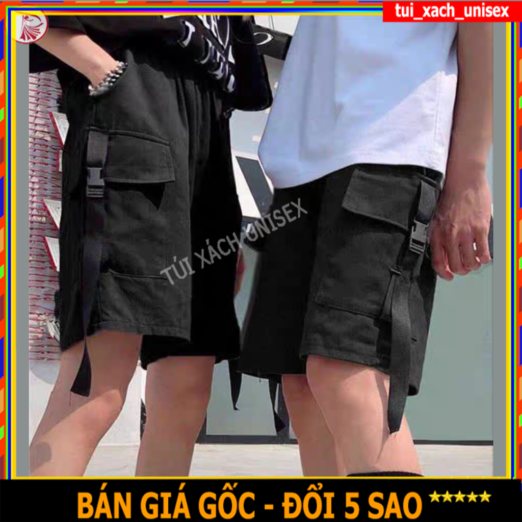 QUẦN SHORT KAKI ⚡️ GIẢM 15% ĐƠN 150K ⚡️ KIỂU ĐÙI LỮNG NAM NỮ PHỐI TÚI HỘP BÊN CÀI 2 MÀU ĐEN XÁM k1