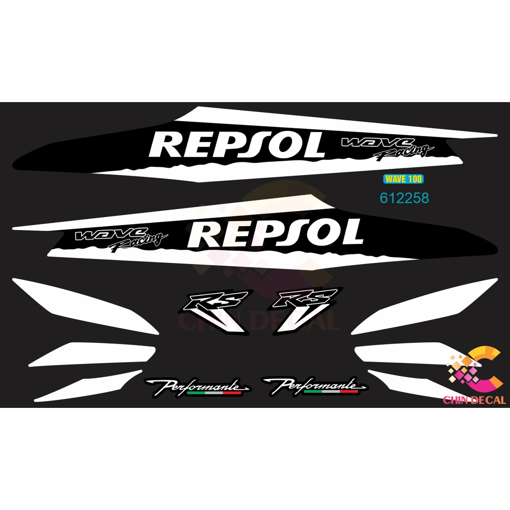 Tem rời WAVE ALPHA 100 & 50cc Phiên bản WAVE REPSOL ( Tem 3 lớp chống ...