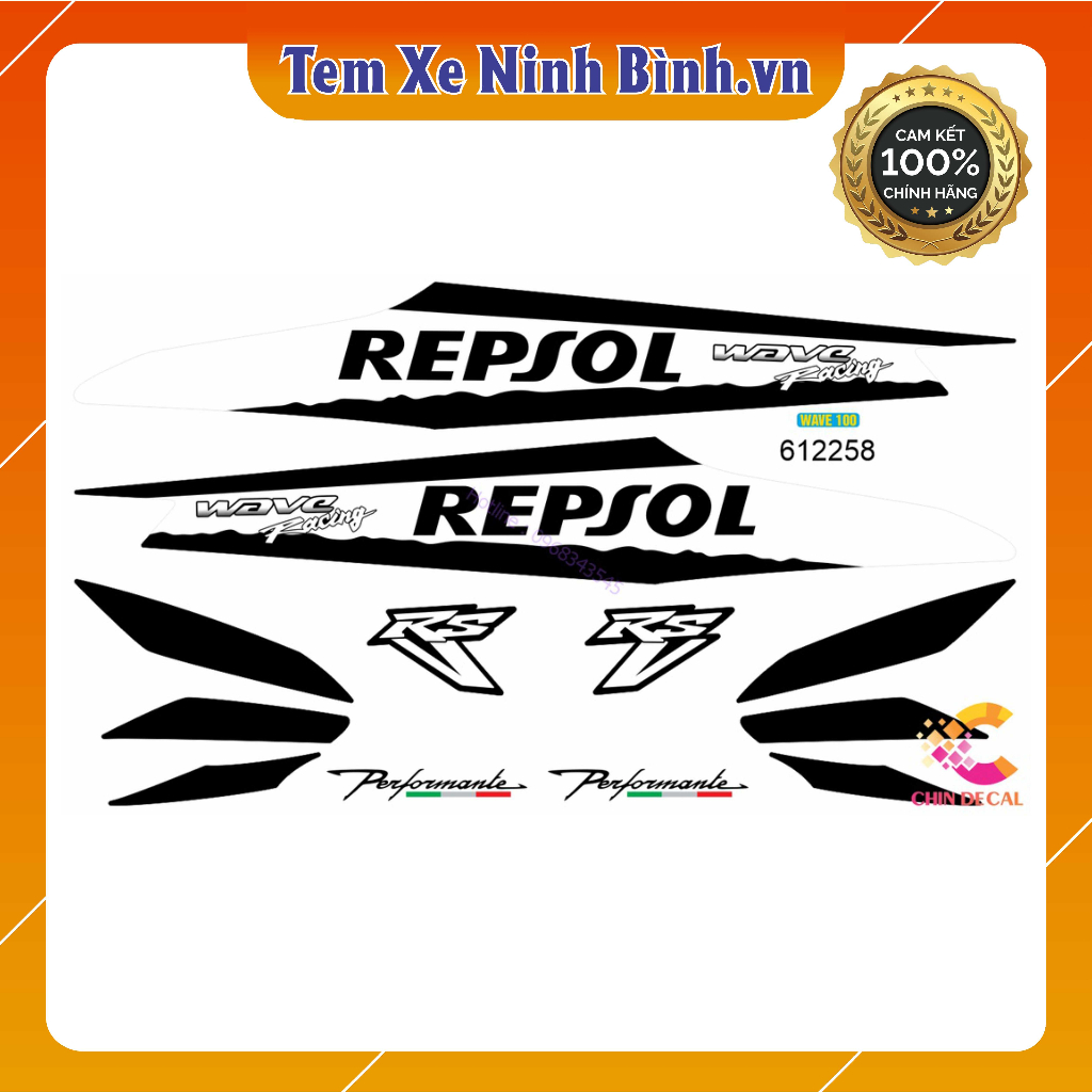 Tem rời WAVE ALPHA 100 & 50cc Phiên bản WAVE REPSOL ( Tem 3 lớp chống ...