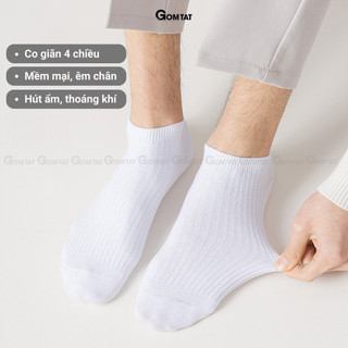 Tất vớ nam cổ ngắn trơn màu cao cấp GOMTAT, chất liệu cotton khử mùi, mềm mại, hút ẩm thoáng khí - NT2-FIVE-2005-1DOI