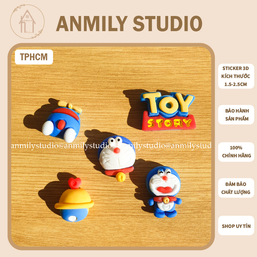 Sticker hình dán 3D nổi DOREMON cute trang trí bình nước, điện thoại ...