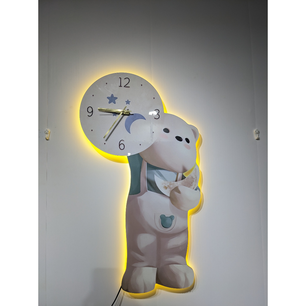 Tranh Đồng Hồ 3D LED Gấu Con Trang Trí Phòng Khách, Phòng Ngủ Xưởng Giá Rẻ