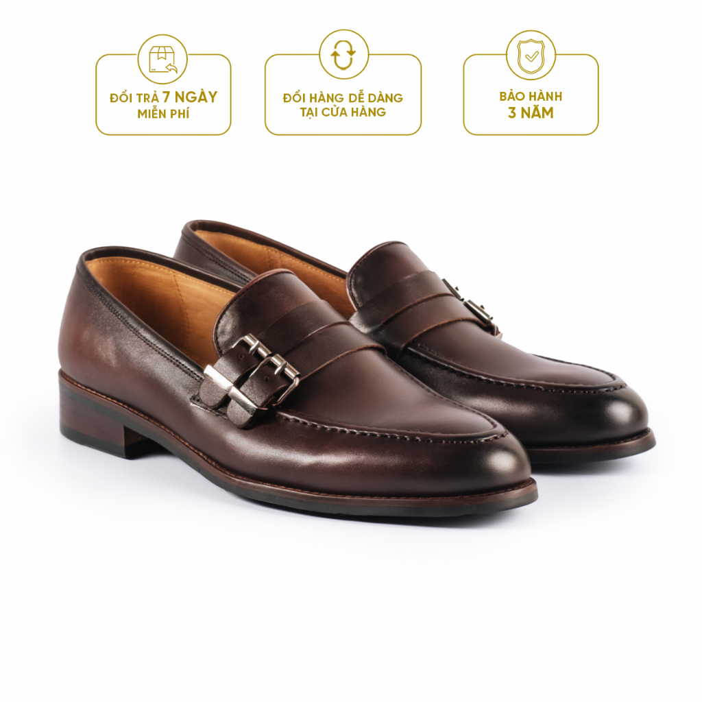 Giày Tây Cao Cấp CLASSY BUCKLE LOAFER - LF14 - Da Bò Ý Lót Trong Da Bò Mộc - Thương hiệu Be Classy