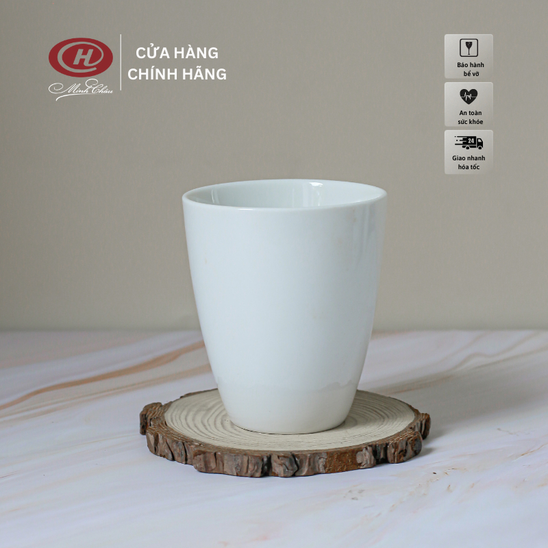 Cốc Nước Sứ Trắng Trơn Không Quai 260ml - CN05 - Sứ Minh Châu