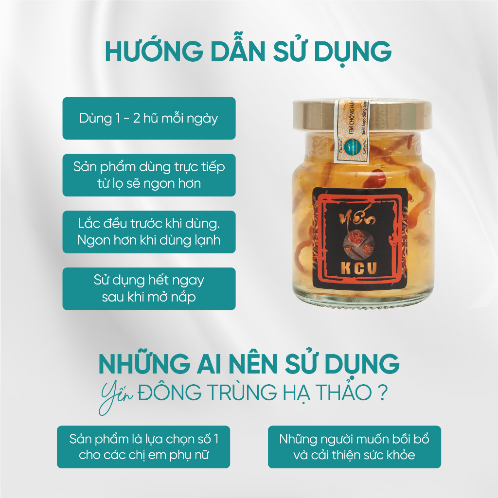 Ảnh Yến Đông Trùng Hạ Thảo Kim Cương Vàng - Dưỡng Da, Ngăn Ngừa Lão Hóa, Hỗ Trợ Điều Hòa Huyết Áp (6 Lọ/Hộp x 70ml/Lọ) 4