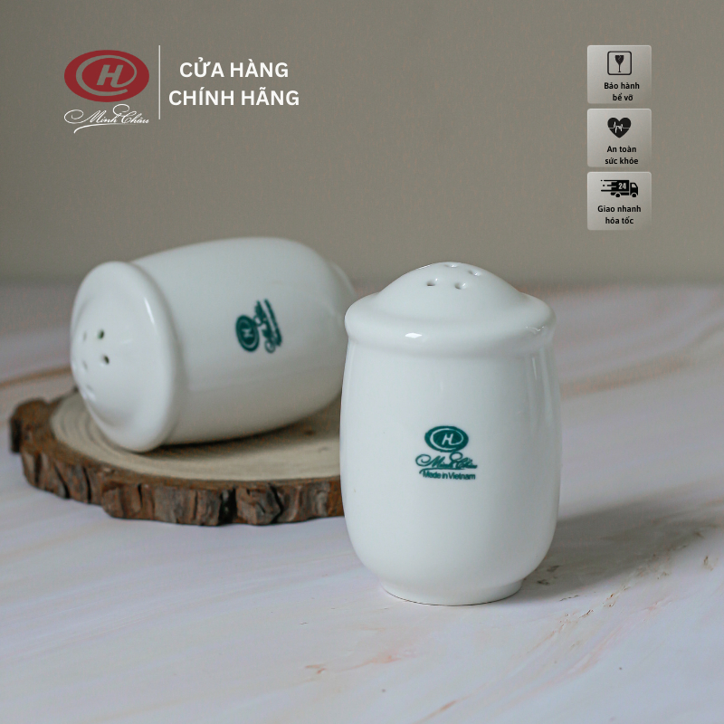 Lọ Đựng Tiêu Trắng Trơn - Sứ Minh Châu - Vỡ 1 Đổi 1