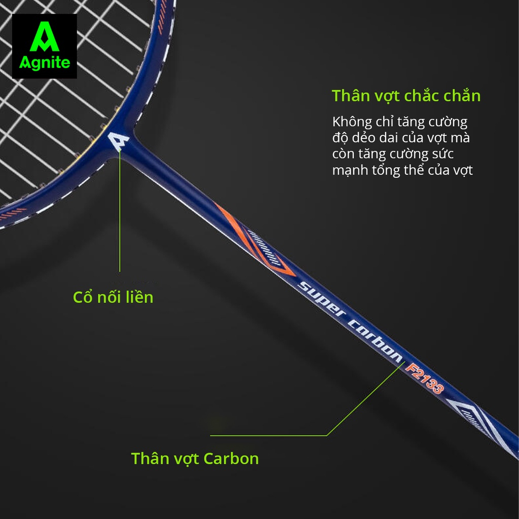 1 chiếc vợt cầu lông đơn cao cấp AGNITE chính hãng - khung carbon siêu bền, nhẹ, đẹp - tặng kèm túi đựng, căng sẵn dây
