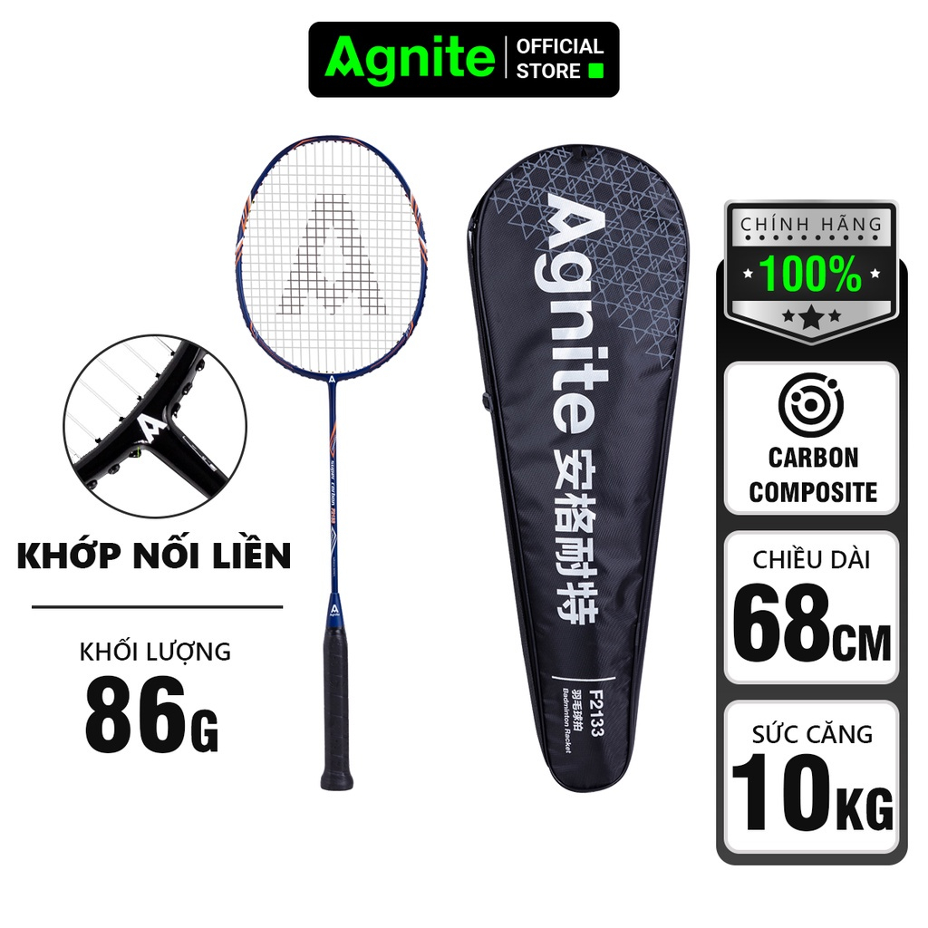 1 chiếc vợt cầu lông đơn cao cấp AGNITE chính hãng - khung carbon siêu bền, nhẹ, đẹp - tặng kèm túi đựng, căng sẵn dây