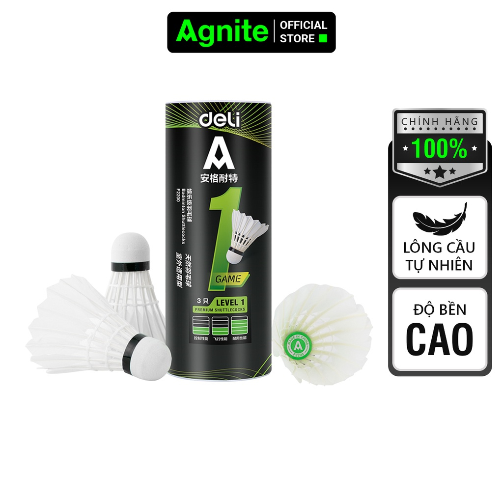 Quả cầu nhựa, lông ngỗng tự nhiên chính hãng AGNITE - nhẹ, bền, chắc chắn - quả lẻ/ hộp 3 quả