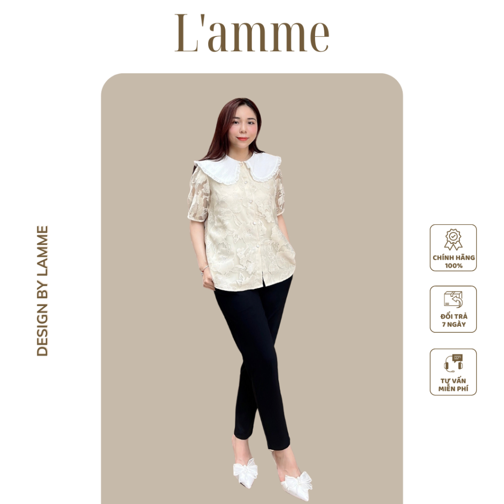 Áo bầu công sở Arum Shirt họa tiết hoa thêu nổi mới lạ phố cổ bèo nữ tính by L’amme