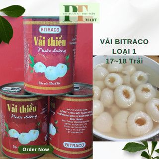 Vải thiều ngâm nước đường Thanh Hà Bitraco 565gr (vải đóng hộp / vải lon). Lychees in syrup