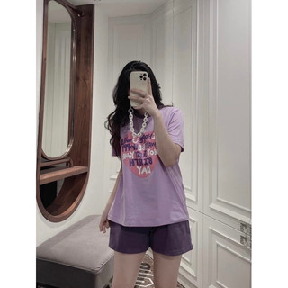 Set Bộ Đồ Nữ Áo Phông Tim Hồng Chữ HOPE Phối Viền Cổ Mix Quần Sooc Đùi Ống Rộng