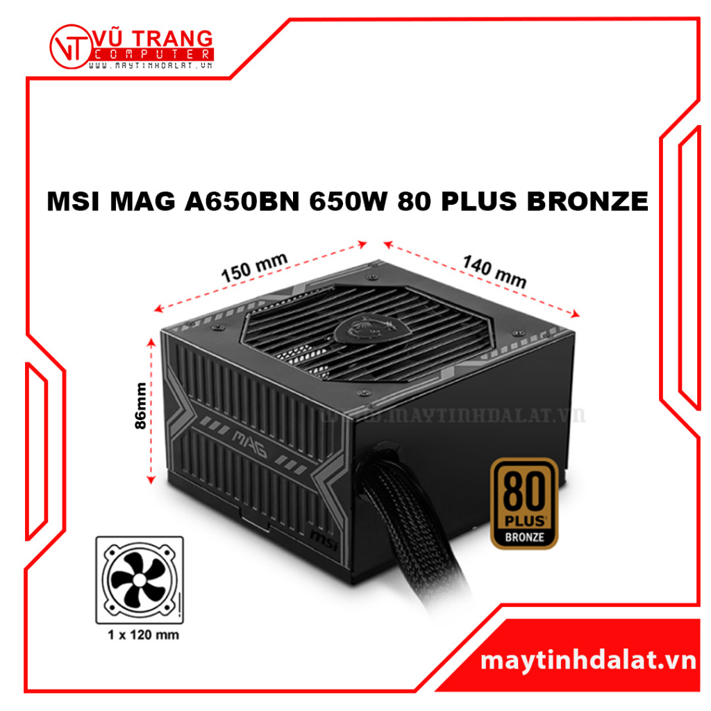 Nguồn MSI MAG A650BN 650W – 80 Plus Bronze