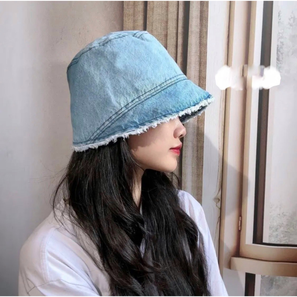 (NEW) Nón nữ, mũ bucket vảnh tròn vải JEAN phong cách thời trang (Ảnh ...