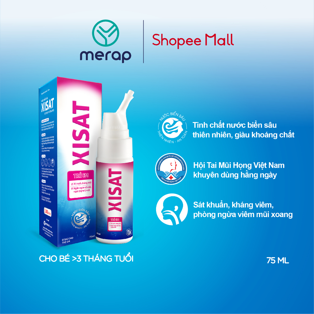 Combo Xịt mũi nước biển sâu XISAT hằng ngày và Xịt mũi nước biển sâu XISAT trẻ em - T302201014-T302201018