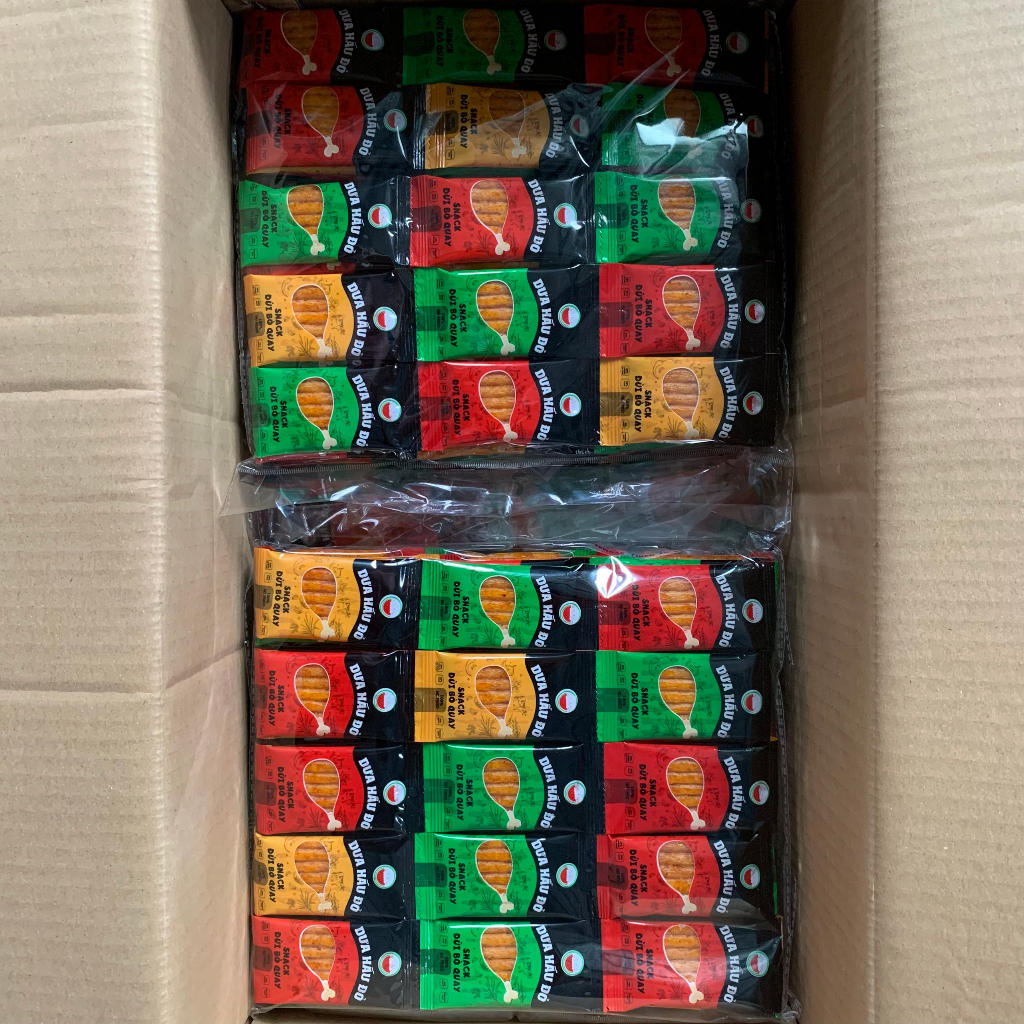 Bịch 60 Gói Đùi Bò Quay Snack Ăn Vặt Dưa Hấu Đỏ, Snack cay xé miếng