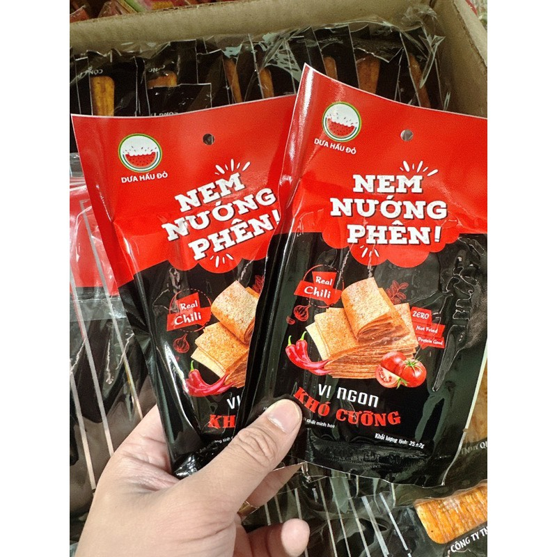 COMBO Sóng Thần : 30 Gói Nem Nướng Phên, 40 Gói Thạch Dừa, 1 Bánh Quy TẶNG 12 Gói Đùi Bò Quay, Đồ Ăn Vặt Dưa Hấu Đỏ