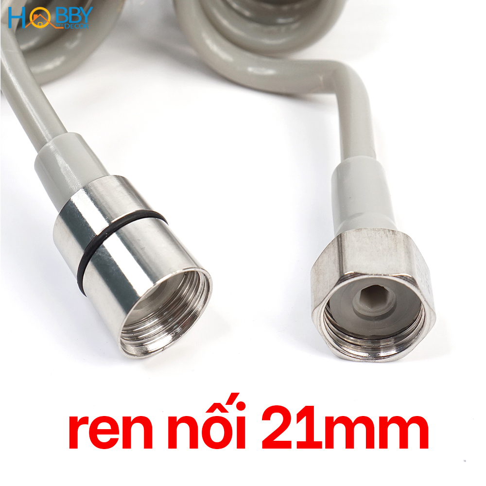 Dây sen lò xo cho vòi xịt toilet co giãn màu xám Hobby Home Decor SLX