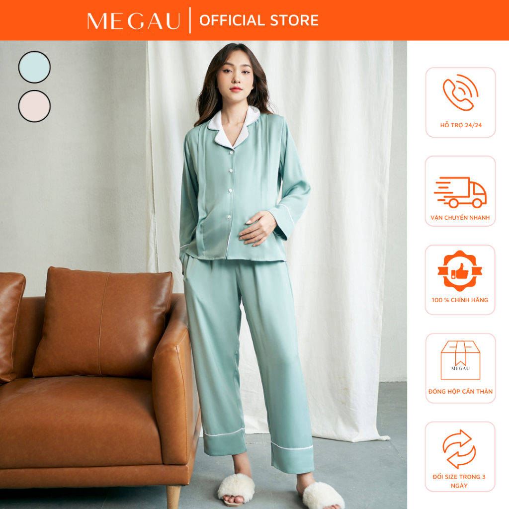 JENNIE – Set đồ ngủ cho mẹ bầu và sau sinh dài tay thương hiệu MEGAU