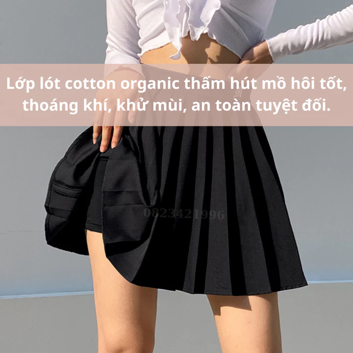 Chân Váy Xếp Ly Xoè Chữ A Váy Ngắn Midi Cao Cấp,Chân Váy Công Sở,Tennis Đẹp Hàn Quốc Ly Úp Đen,Trắng-822HQ