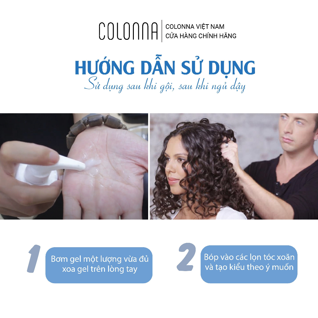 Gel giữ nếp tóc Colonna - Dưỡng tóc xoăn, bóp xoăn sóng hippe, sóng Thượng Hải