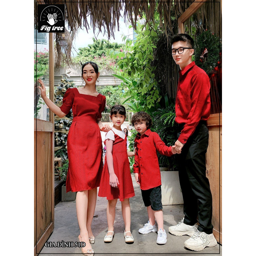 Đồng Phục Gia Đình Fig Tree Caro Đỏ Đô Nhí Gia Đình Đi Tiệc, Chụp Hình Gia đình(MS 51D)