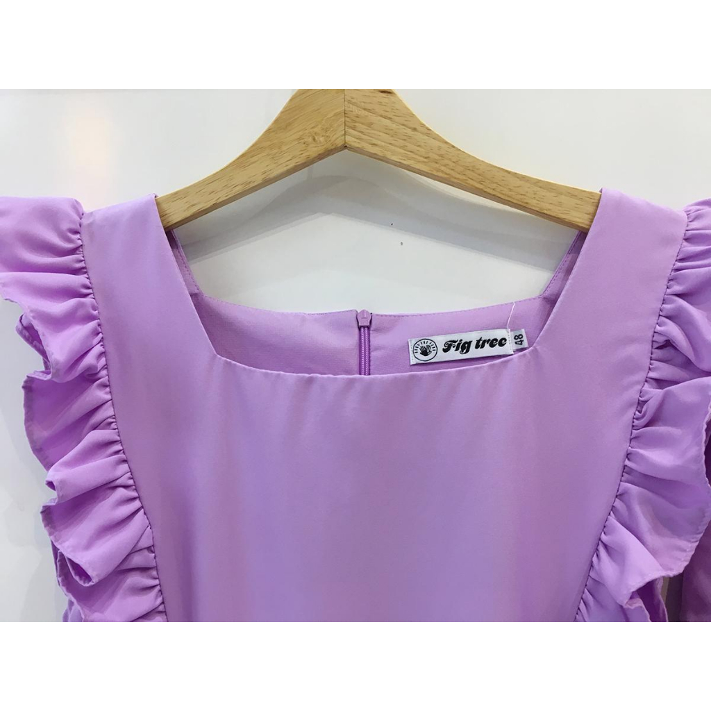 Combo Sơ Mi Váy Gia Đình Fig Tree Màu Tím Cà (Mẹ váy Cánh tiên Trendy - hàng thiết kế)