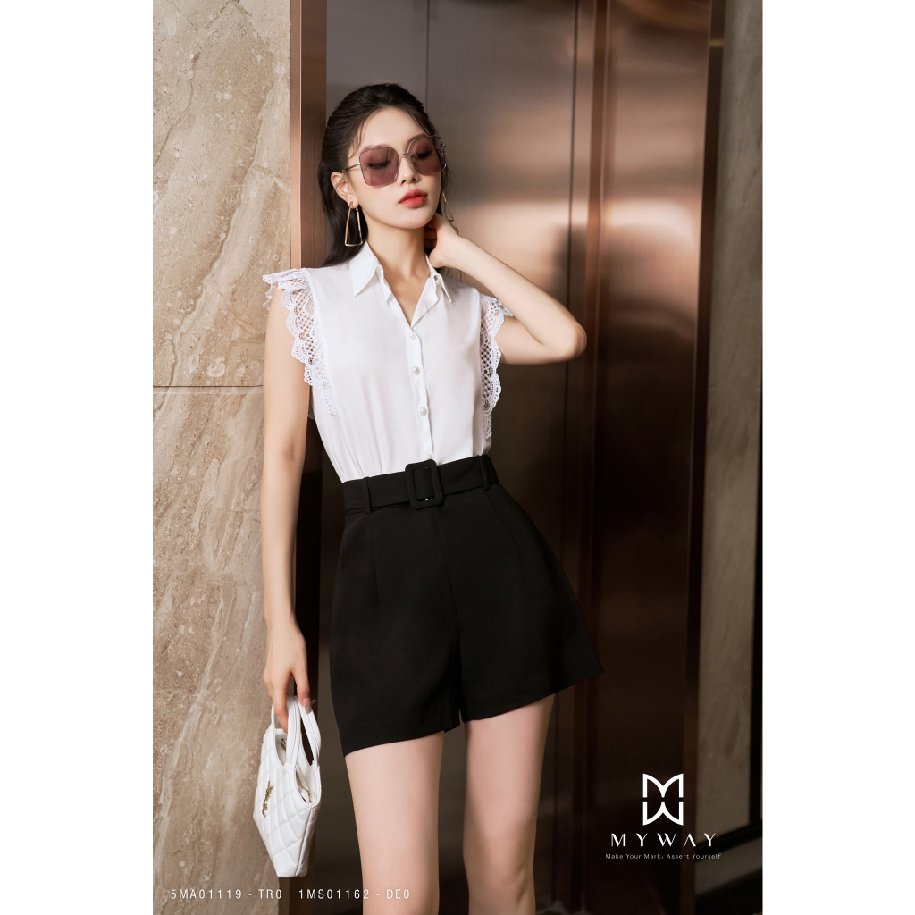 Ảnh Quần Short Nữ MY WAY Phối Đai Sang Trọng 1MS01162 1