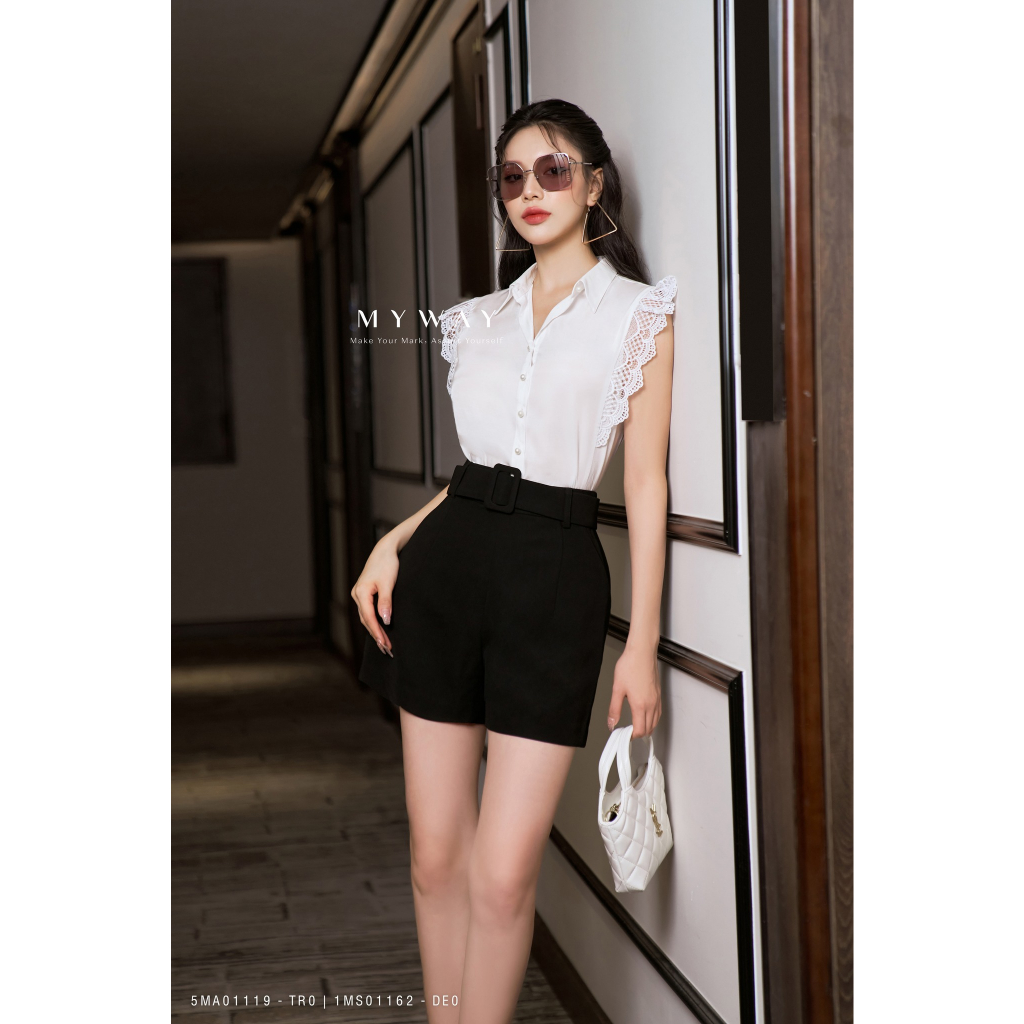 Ảnh Quần Short Nữ MY WAY Phối Đai Sang Trọng 1MS01162 2