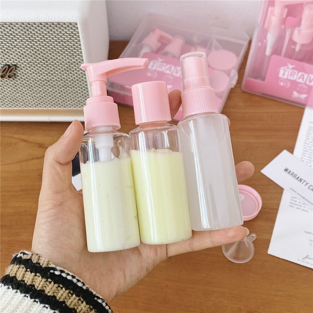 Bộ Chiết Mỹ Phẩm Bộ 8 Món Đựng Đồ Đi Du Lịch Tiện Lợi Tặng Túi Nhựa Chắc Chắn Nhiều Màu Sắc Sang Trọng - 3978