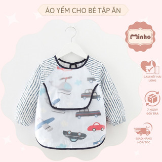 Áo yếm cho bé tập ăn dặm có chống thấm (Màu ngẫu nhiên)