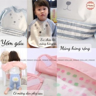 Áo yếm cho bé tập ăn dặm có chống thấm (Màu ngẫu nhiên)