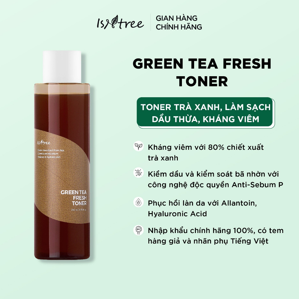 Toner chiết xuất trà xanh ISNTREE Green Tea Fresh Toner 200ml Shopee