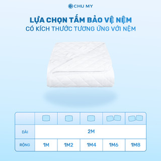 Tấm bảo vệ nệm CHU MY 100% polyester, 3 lớp chần bông kiểu ô vuông, hạn chế thấm nước và bụi bẩn