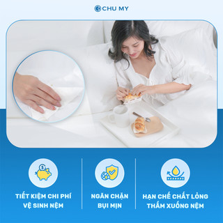Tấm bảo vệ nệm CHU MY 100% polyester, 3 lớp chần bông kiểu ô vuông, hạn chế thấm nước và bụi bẩn