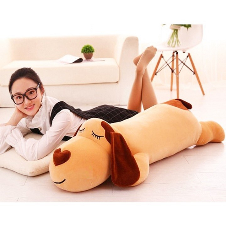 Gấu bông chó ngủ mũi tim tai dài đáng yêu - kích thước 45cm 60cm 70cm 90cm Gối ôm cho bé