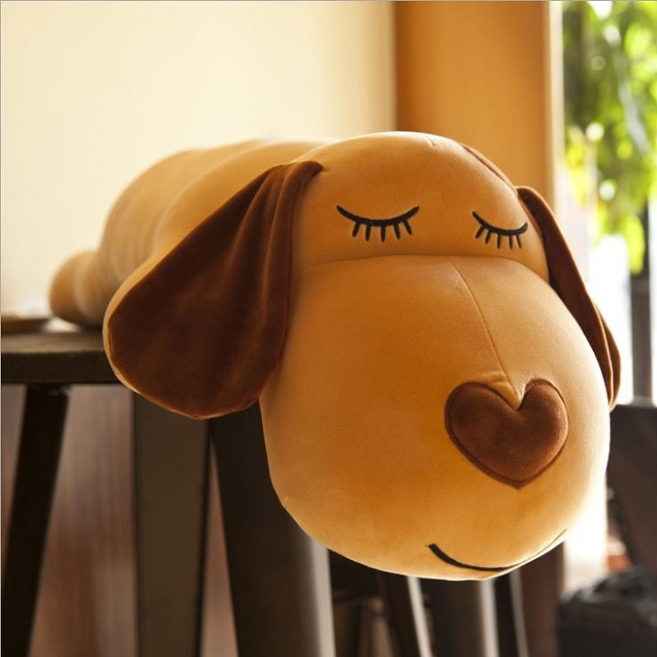 Gấu bông chó ngủ mũi tim tai dài đáng yêu - kích thước 45cm 60cm 70cm 90cm Gối ôm cho bé