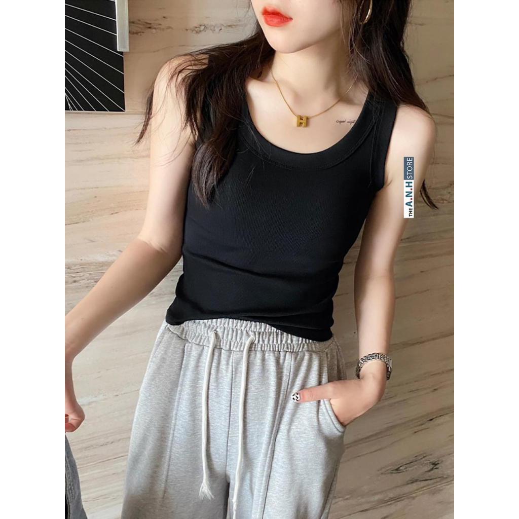 Áo sát nách, Áo ba lô cổ rộng dáng ôm JULY, Áo ba lỗ chất gân tăm lụa mềm mại, co giãn 4 chiều.