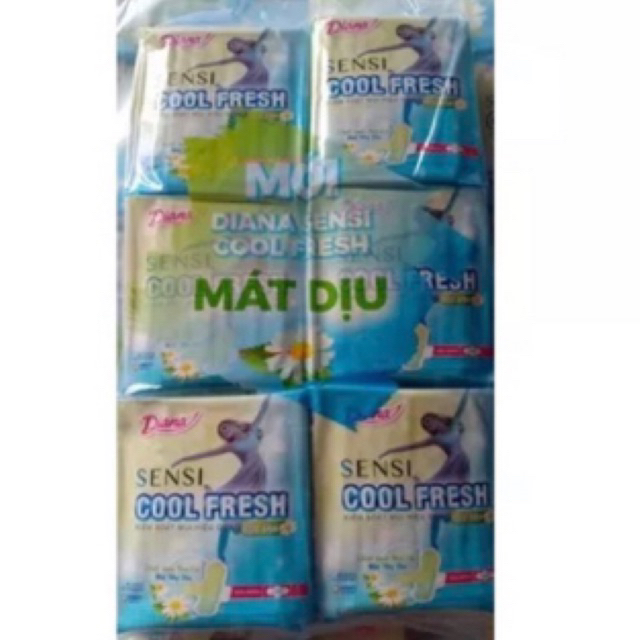Bộ 6 gói băng Vệ Sinh Diana Sensi Cool Fresh Mát Dịu Siêu Mỏng Cánh 8 miếng