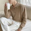 <<Có sẵn>> 001 Áo sợi dệt tay dài cổ V kiểu polo phong cách Hàn quốc dành cho nam mùa thu